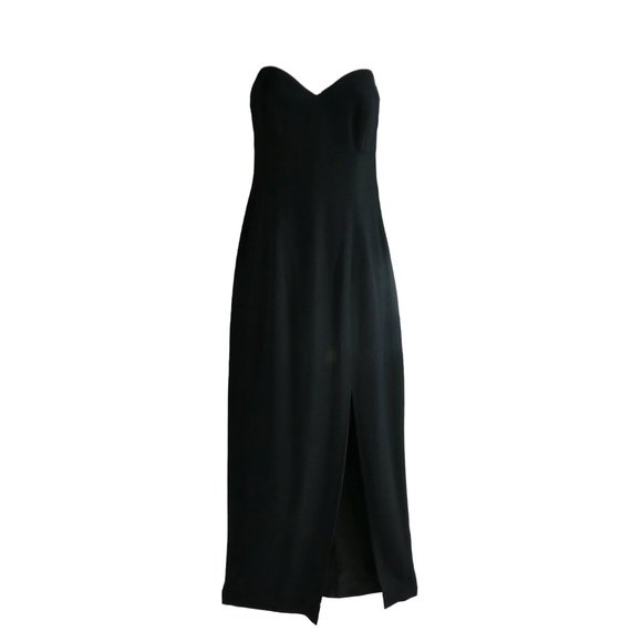 A.J. Bari Dresses & Skirts - AJ Bari Vintage Strapless Dress Elegant Black Thigh Slit Boning Back Zip Corset